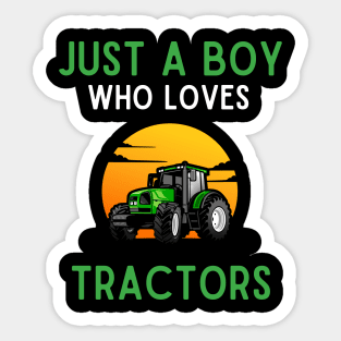 Funny Vintage Tractor Just A Boy Who Loves Tractors Gifts Sticker